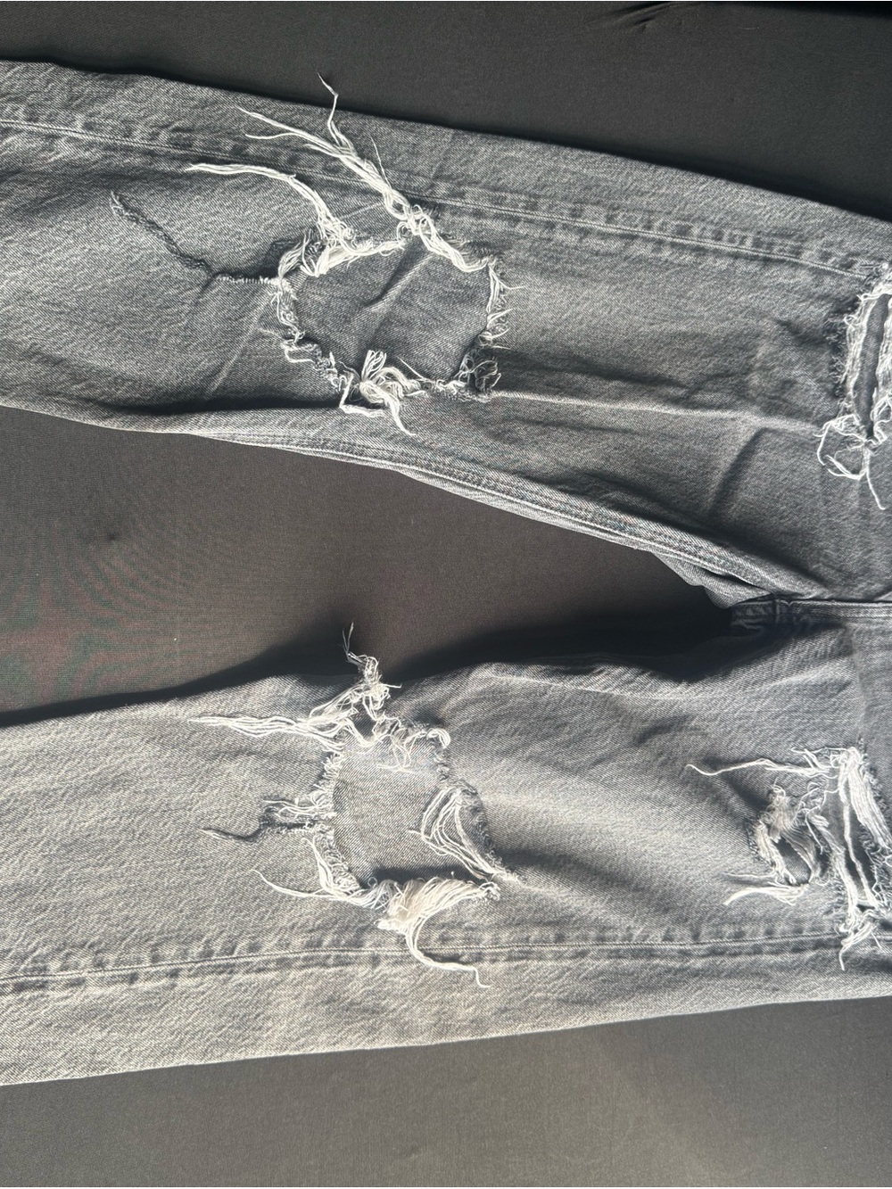 American Eagle Outfitters Light Gray Distressed Straight Leg Jeans